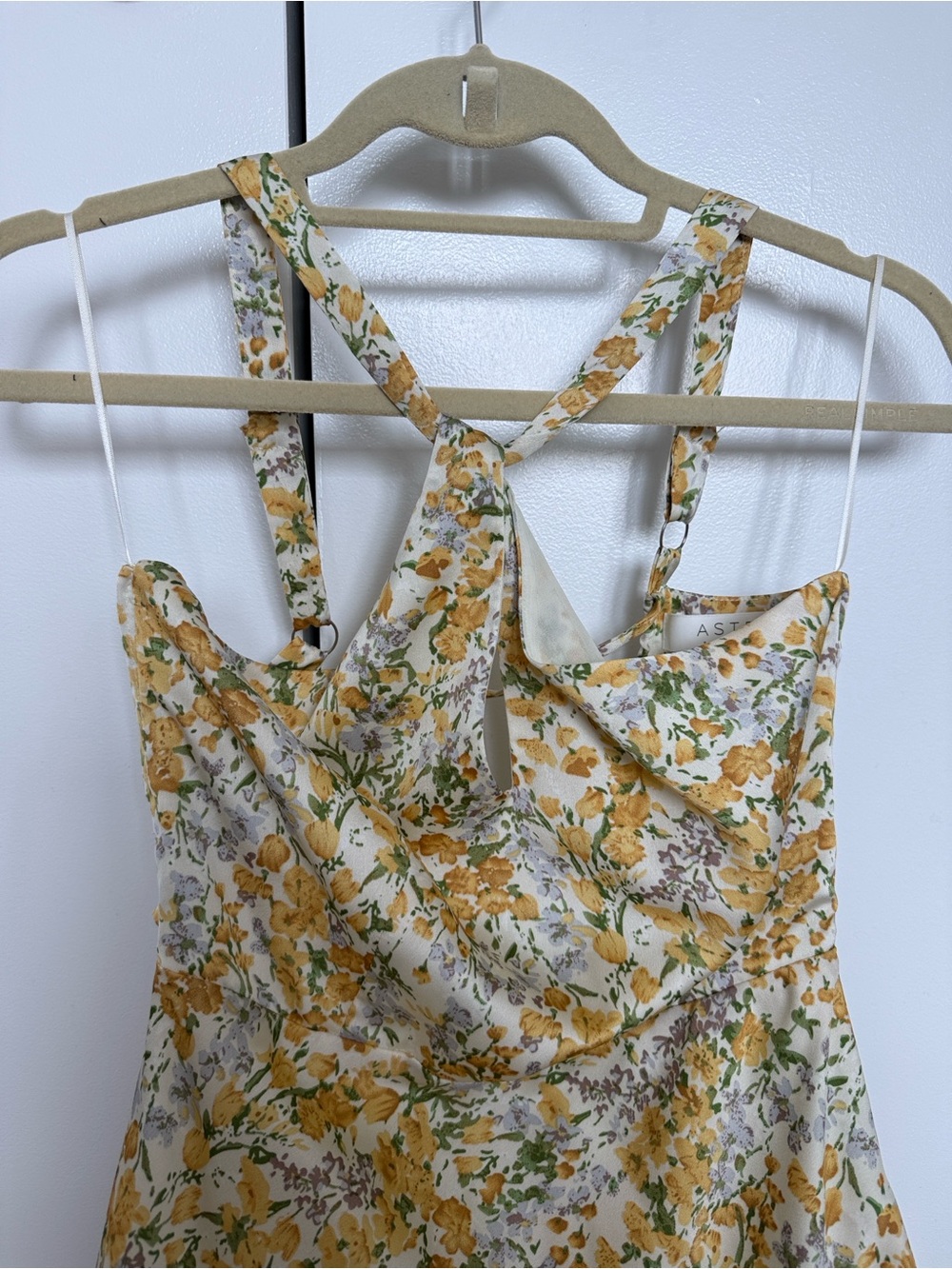 ASTR the Label Sandrine Floral Halter Midi Dress In Cream Yellow Floral - Picture 2 of 5